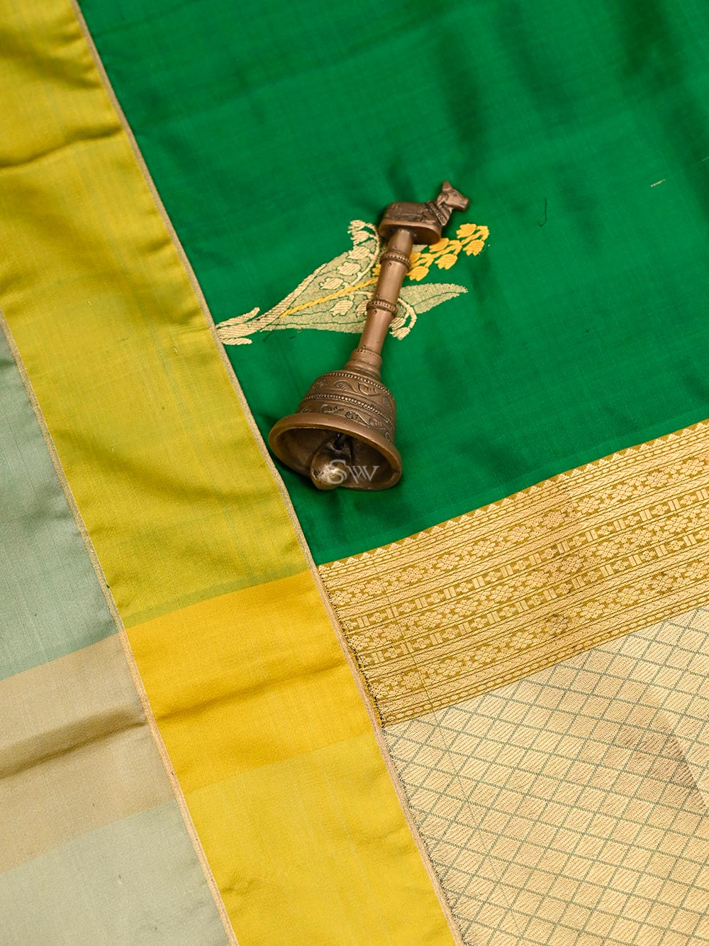 Green Meenakari Katan Silk Handloom Banarasi Saree - Sacred Weaves