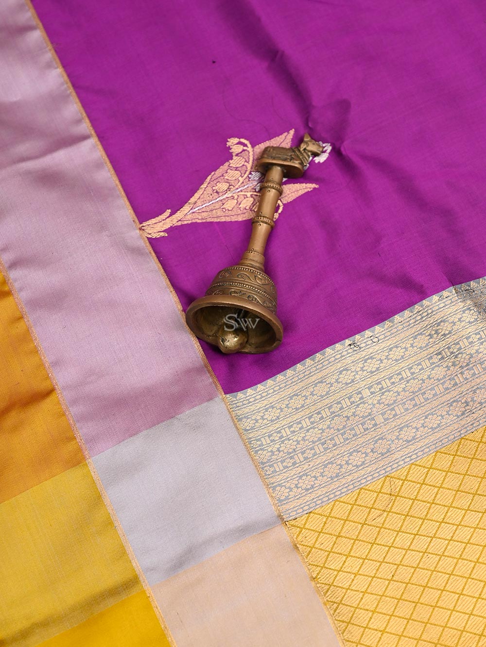 Purple Meenakari Katan Silk Handloom Banarasi Saree - Sacred Weaves