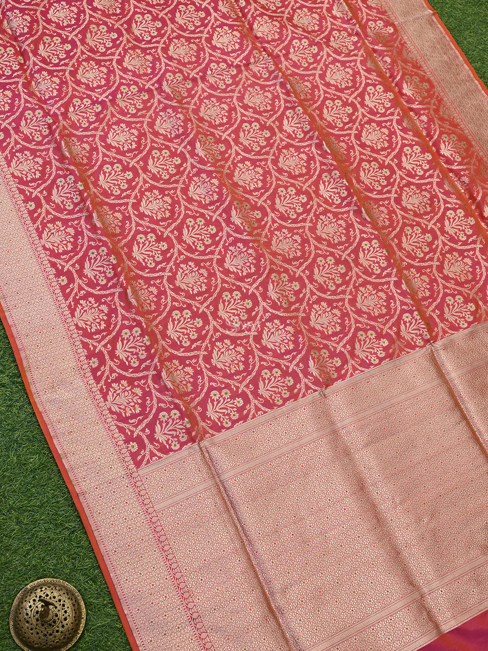 Pink Meenakari Uppada Katan Silk Handloom Banarasi Saree - Gift Box - Sacred Weaves