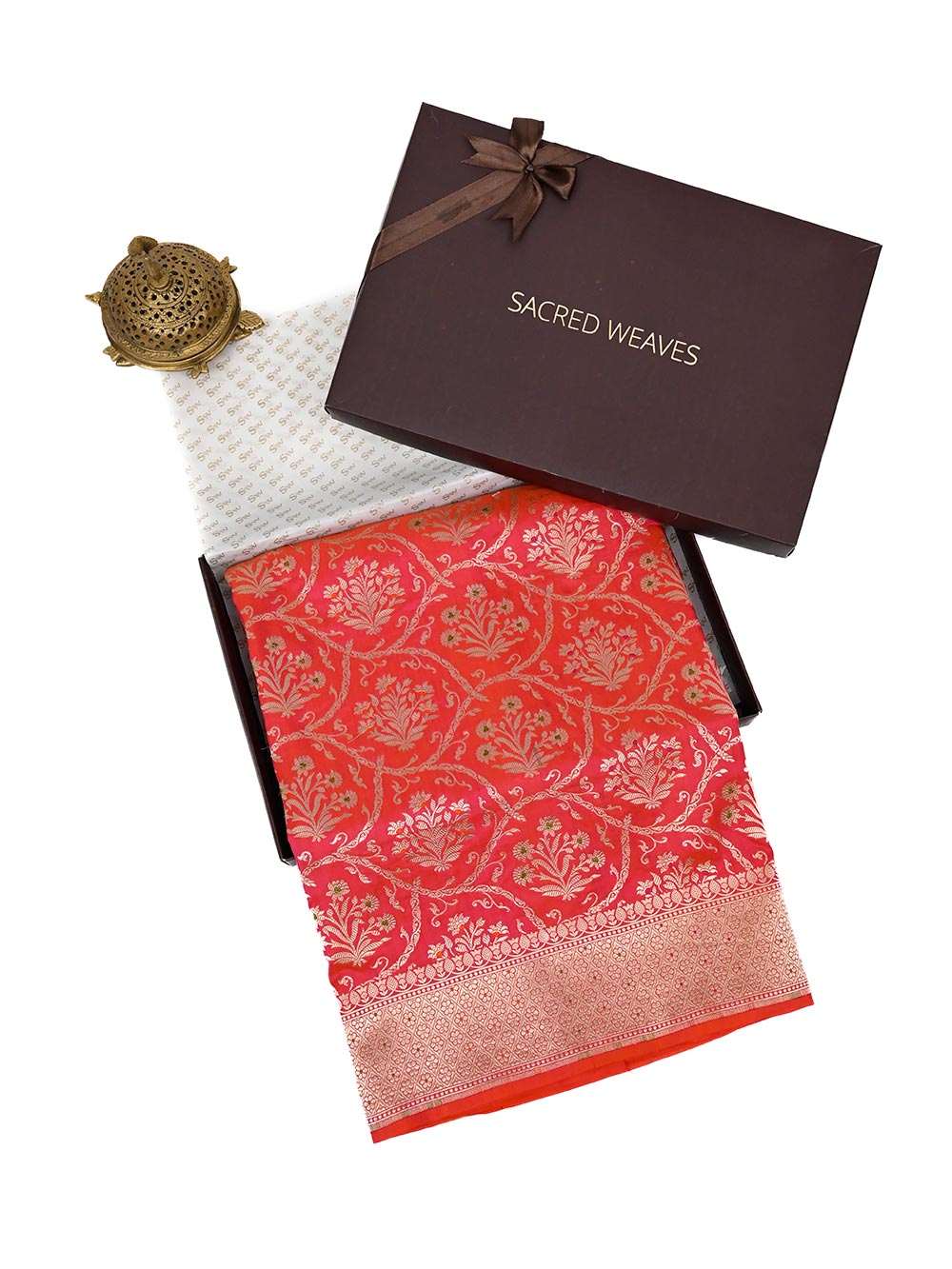 Pink Meenakari Uppada Katan Silk Handloom Banarasi Saree - Gift Box - Sacred Weaves