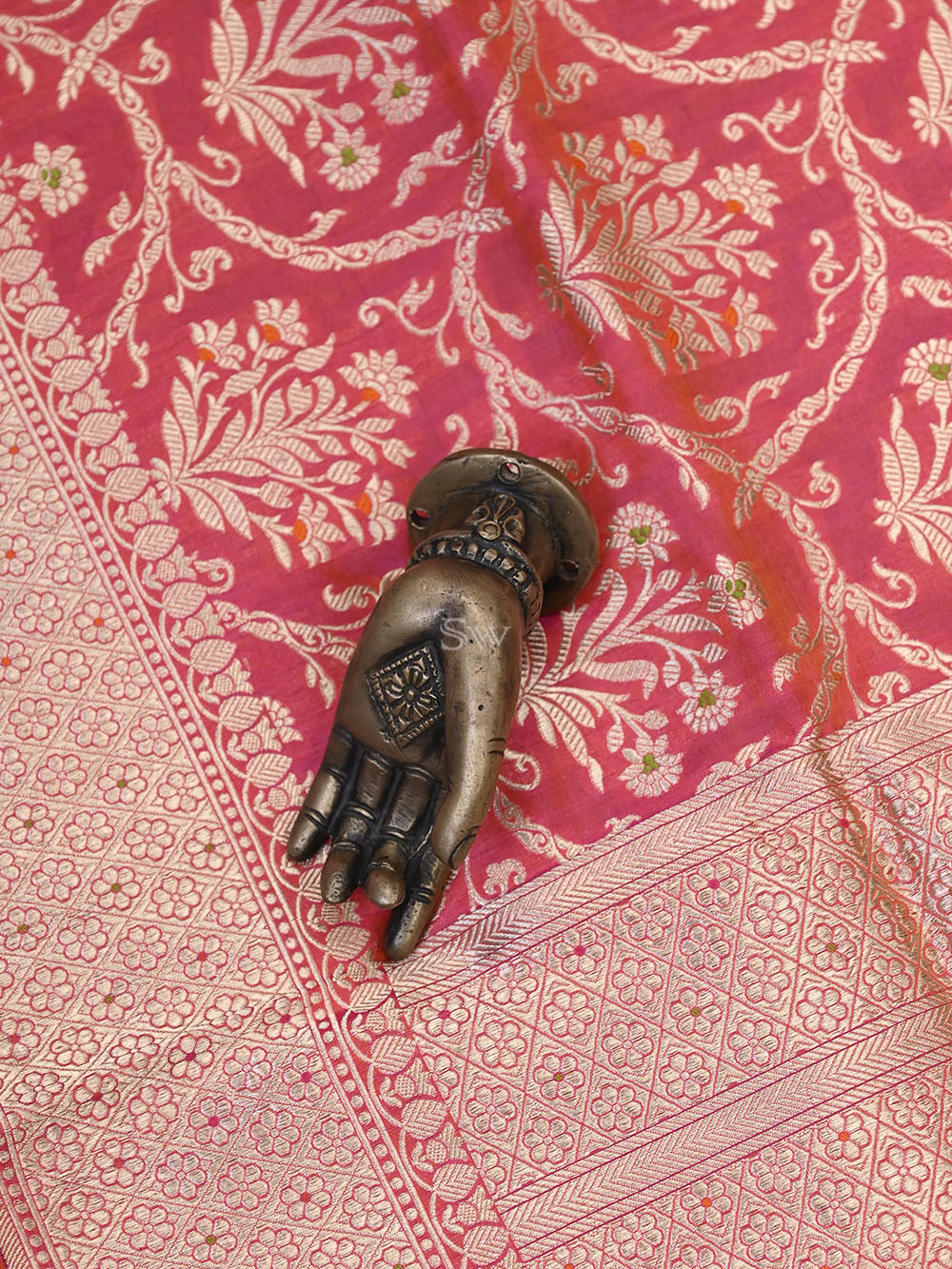 Pink Meenakari Uppada Katan Silk Handloom Banarasi Saree - Gift Box - Sacred Weaves