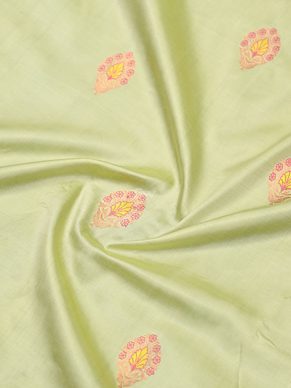 Mint Green Meenakari Boota Katan Silk Handloom Banarasi Saree - Sacred Weaves