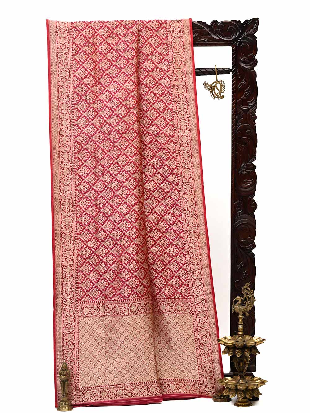 Dark Magenta Brocade Katan Silk Handloom Banarasi Saree - Sacred Weaves