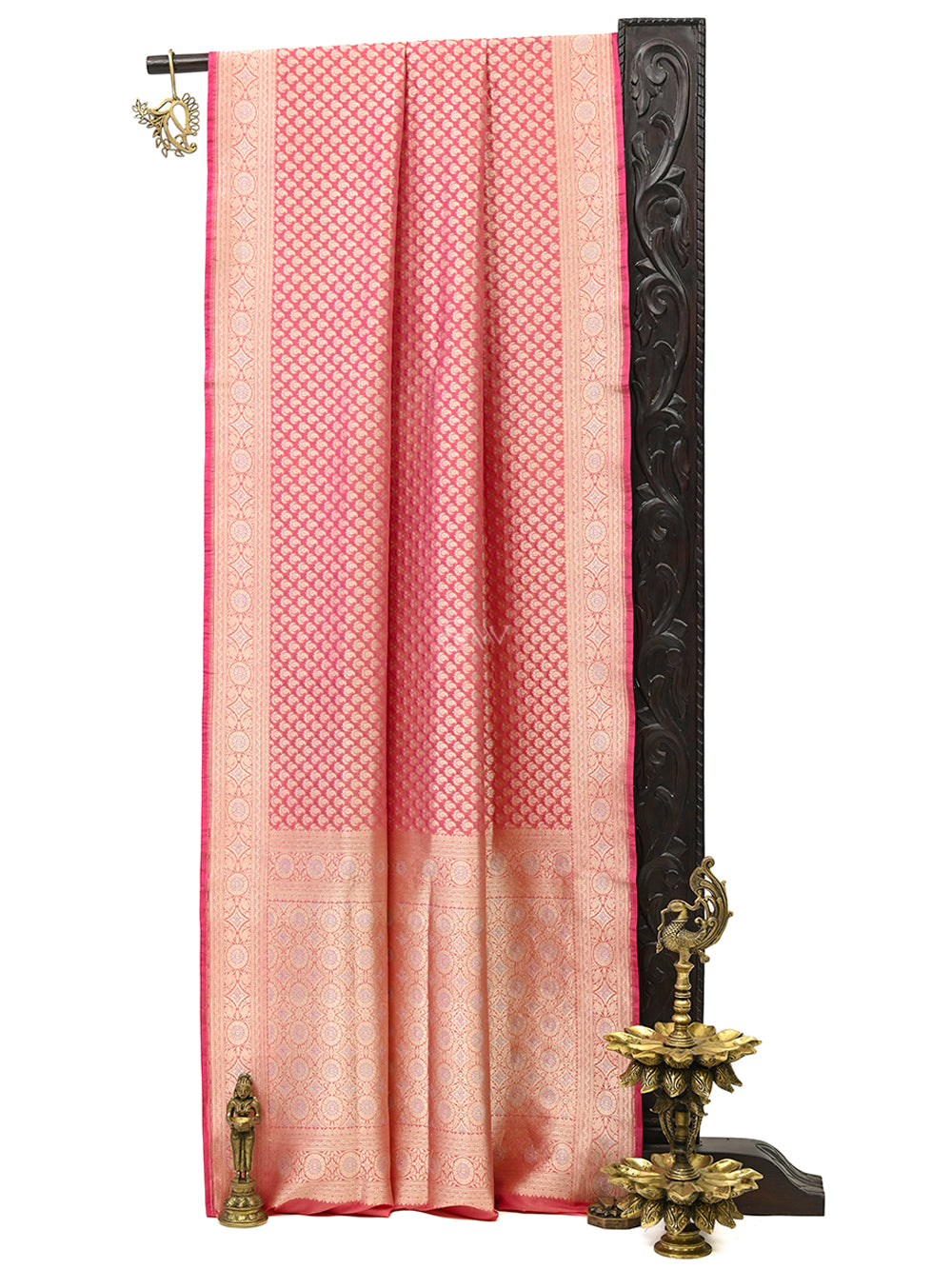 Pastel Pink Boota Uppada Katan Silk Handloom Banarasi Saree - Sacred Weaves