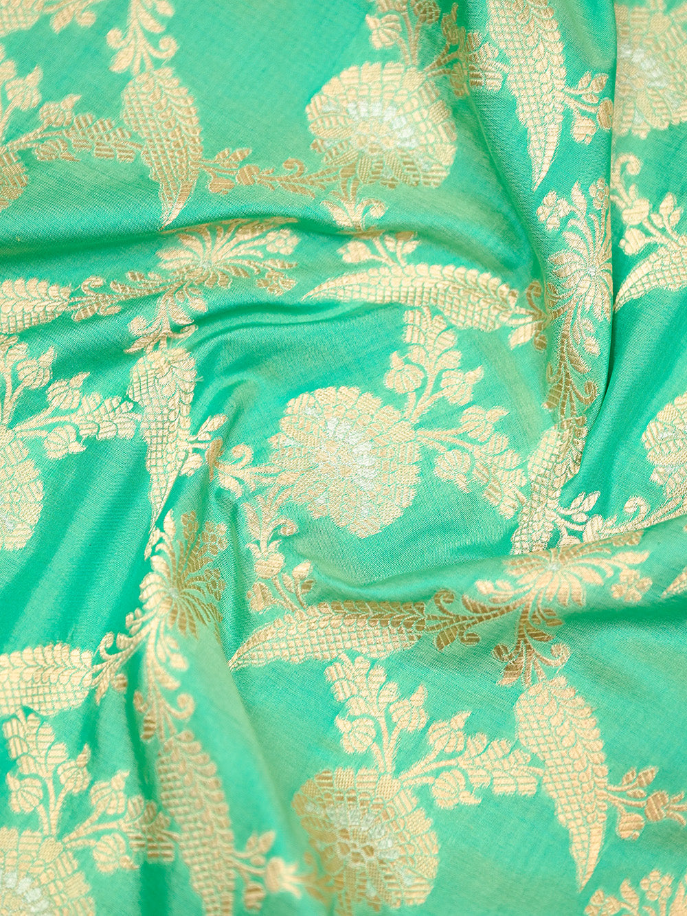 Sea Green Uppada Jaal Katan Silk Handloom Banarasi Saree