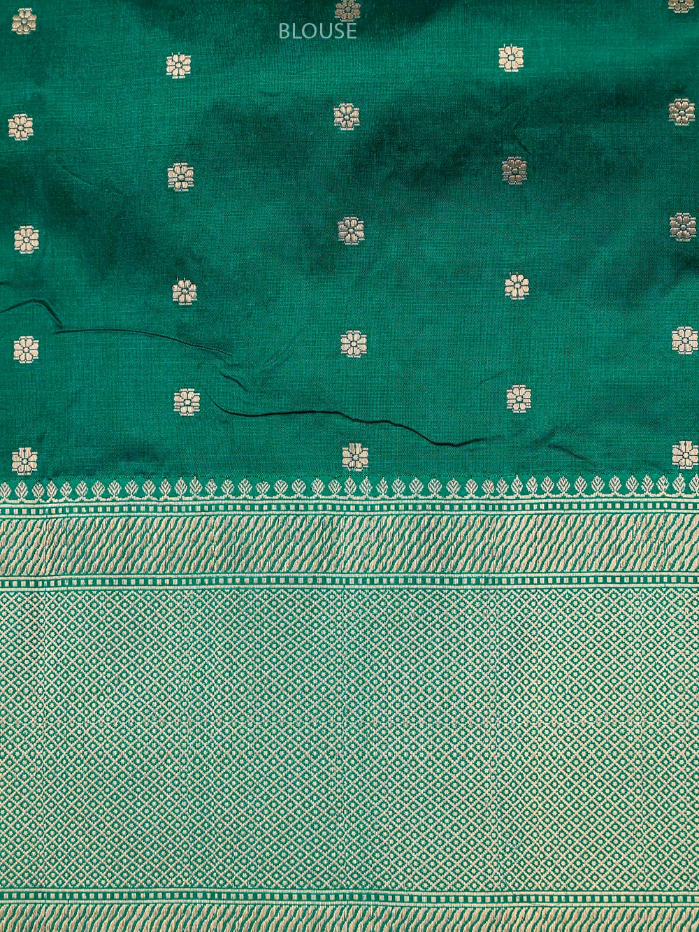 Peacock Green Shikargah Boota Katan Silk Handloom Banarasi Saree  - Sacred Weaves