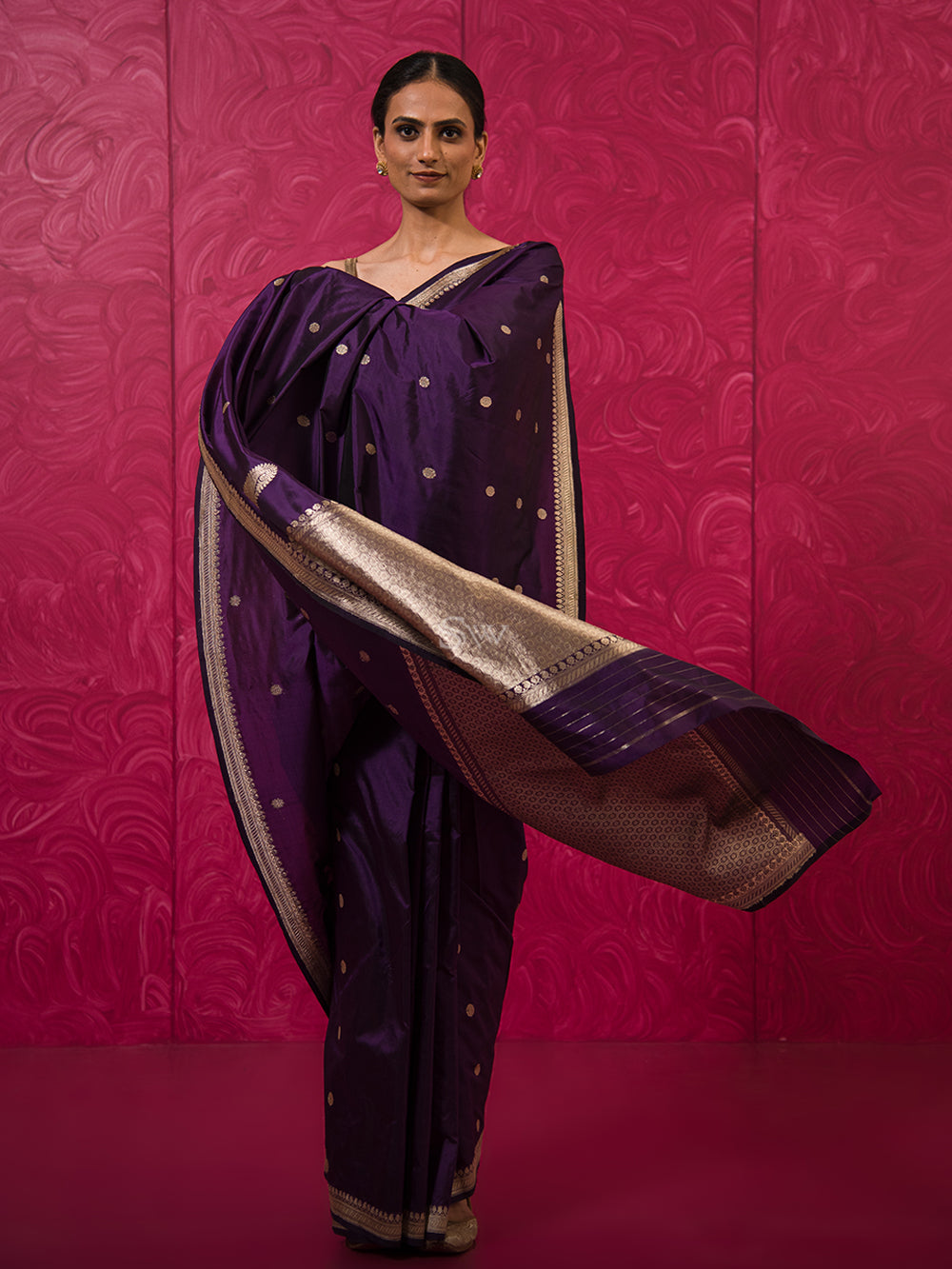 Purple Konia Katan Silk Handloom Banarasi Saree - Sacred Weaves