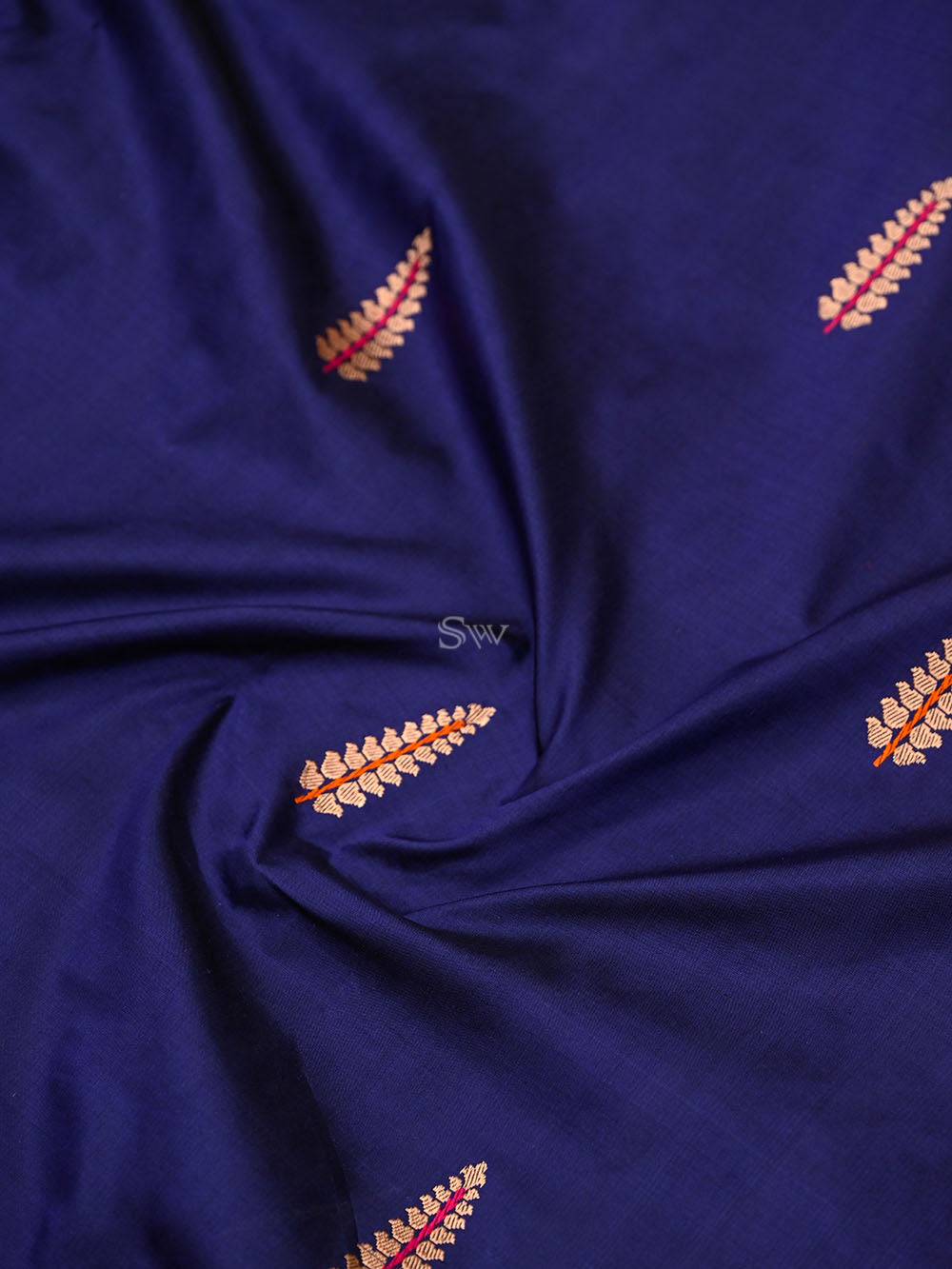 Blue Meenakari Boota Katan Silk Handloom Banarasi Saree - Sacred Weaves