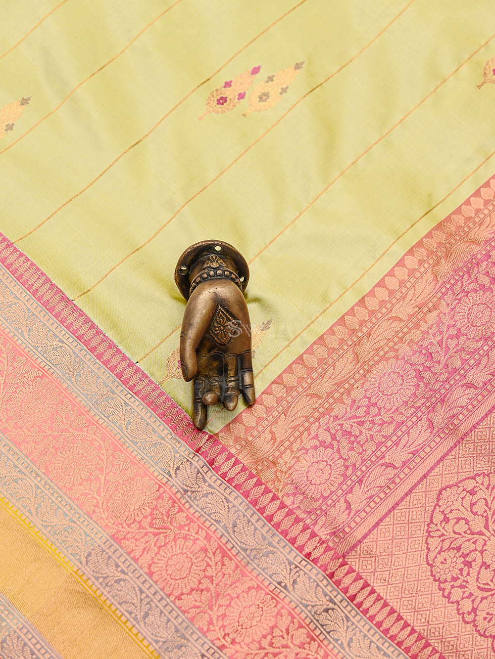 Dark Beige Meenakari Boota Katan Silk Handloom Banarasi Saree - Sacred Weaves
