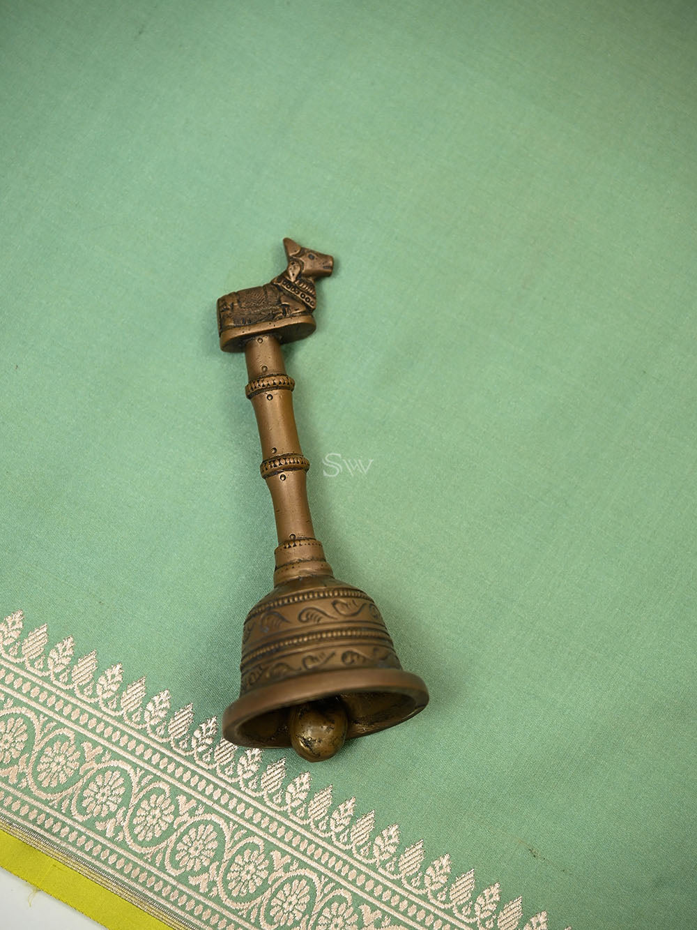 Pastel Green Konia Satin Silk Handloom Banarasi Saree - Sacred Weaves