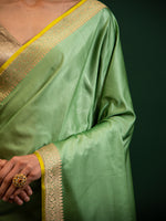 Pastel Green Konia Satin Silk Handloom Banarasi Saree - Sacred Weaves
