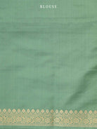 Pastel Green Konia Satin Silk Handloom Banarasi Saree - Sacred Weaves