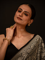 Black Shikargah Katan Silk Handloom Banarasi Saree - Sacred Weaves