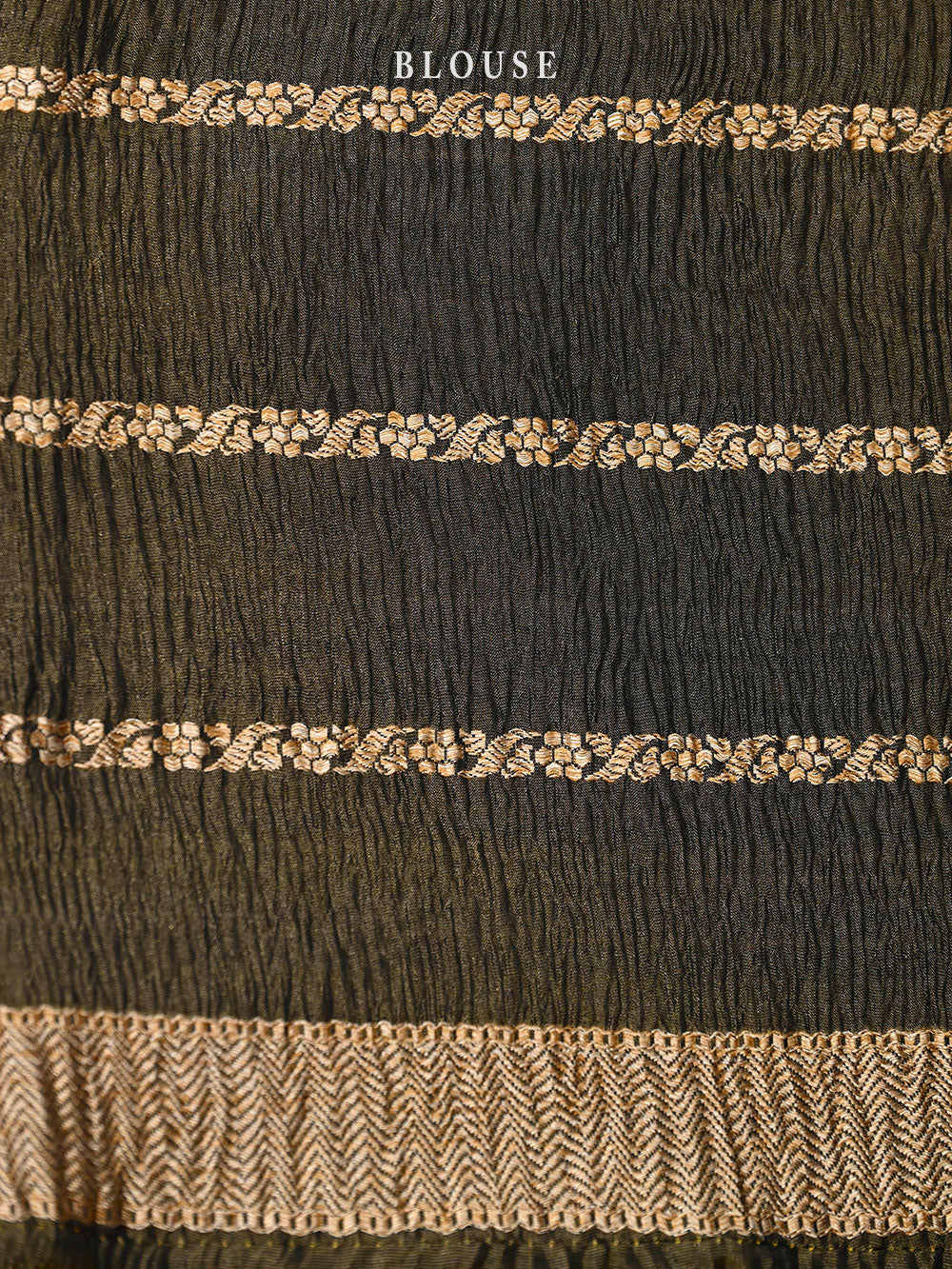 Black Gold Meenakari Katan Crush Tissue Handloom Banarasi Saree - Sacred Weaves