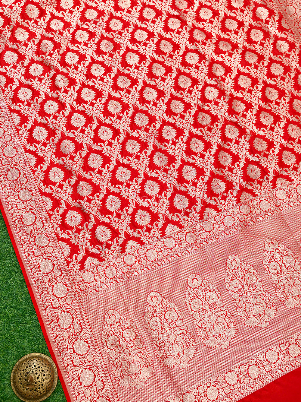 Red Uppada Katan Silk Handloom Banarasi Saree - Sacred Weaves