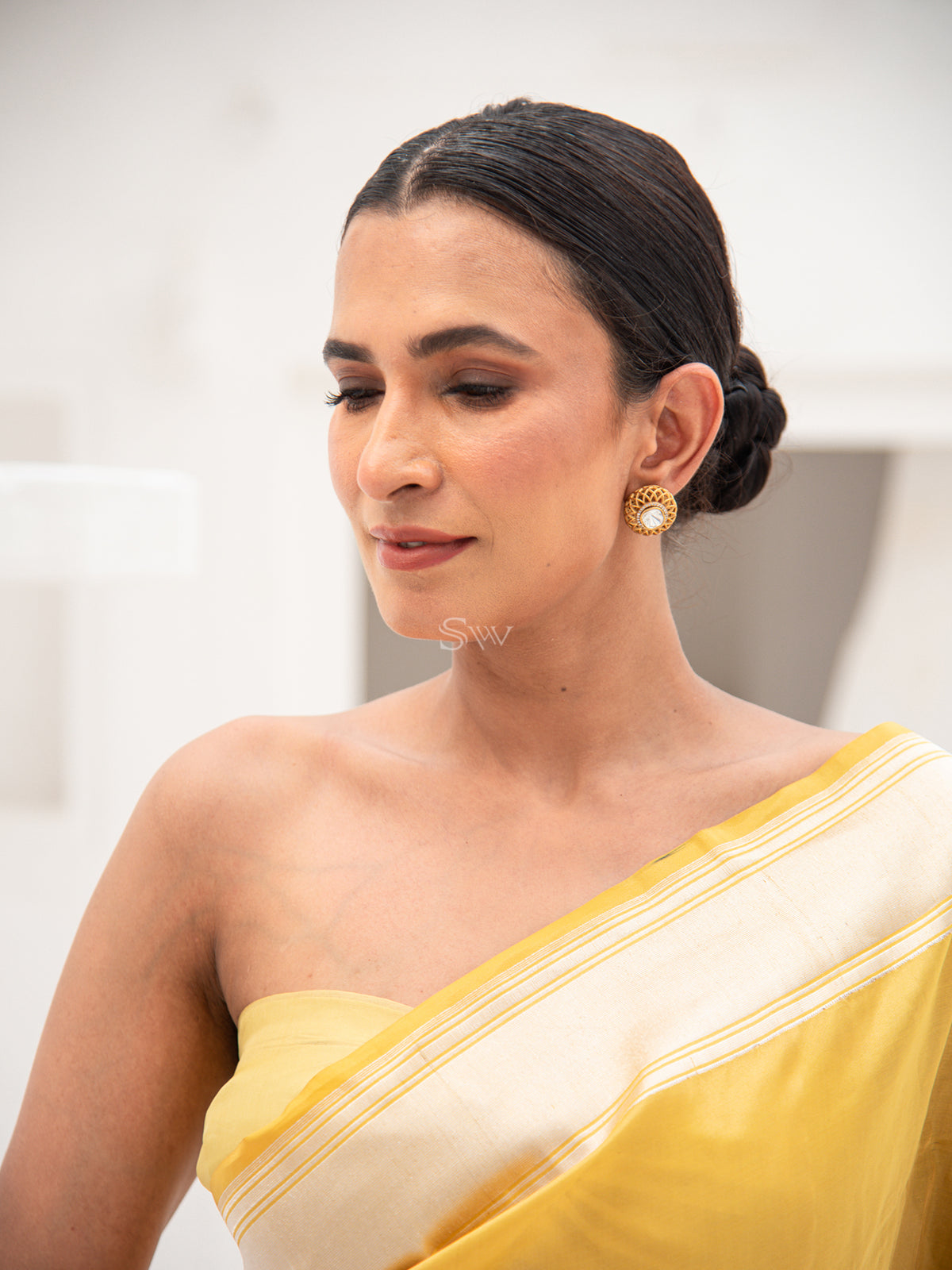 Yellow Katan Silk Tissue Handloom Banarasi Saree - Sacred Weaves