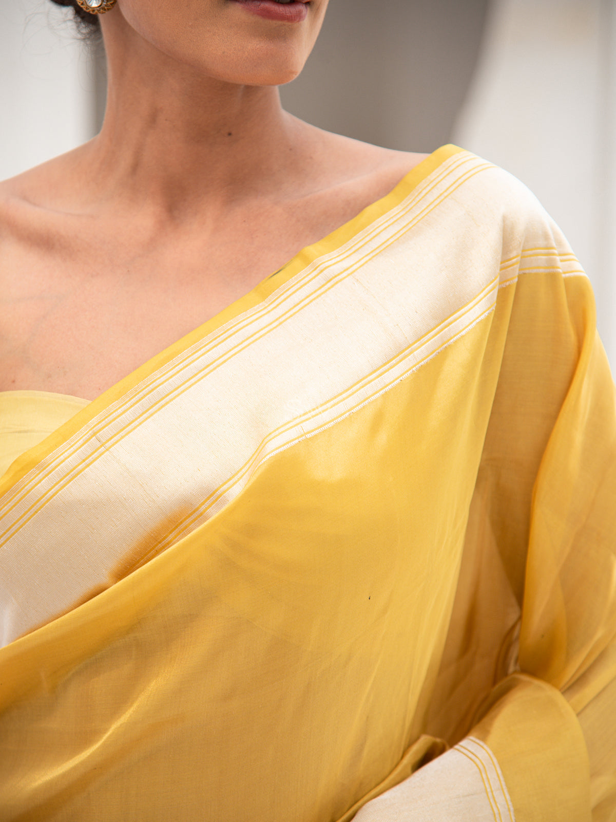 Yellow Katan Silk Tissue Handloom Banarasi Saree - Sacred Weaves