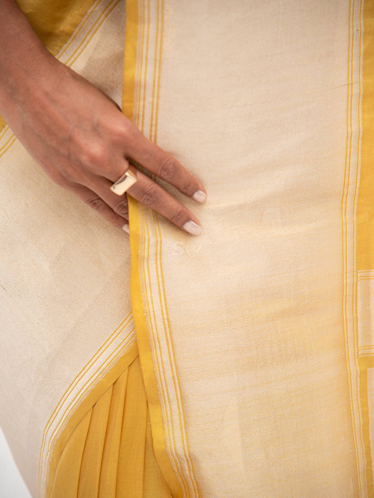 Yellow Katan Silk Tissue Handloom Banarasi Saree - Sacred Weaves