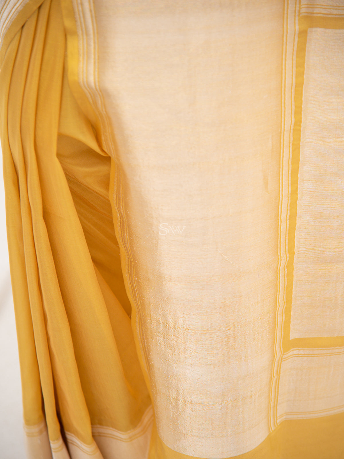 Yellow Katan Silk Tissue Handloom Banarasi Saree - Sacred Weaves