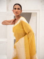 Yellow Katan Silk Tissue Handloom Banarasi Saree - Sacred Weaves