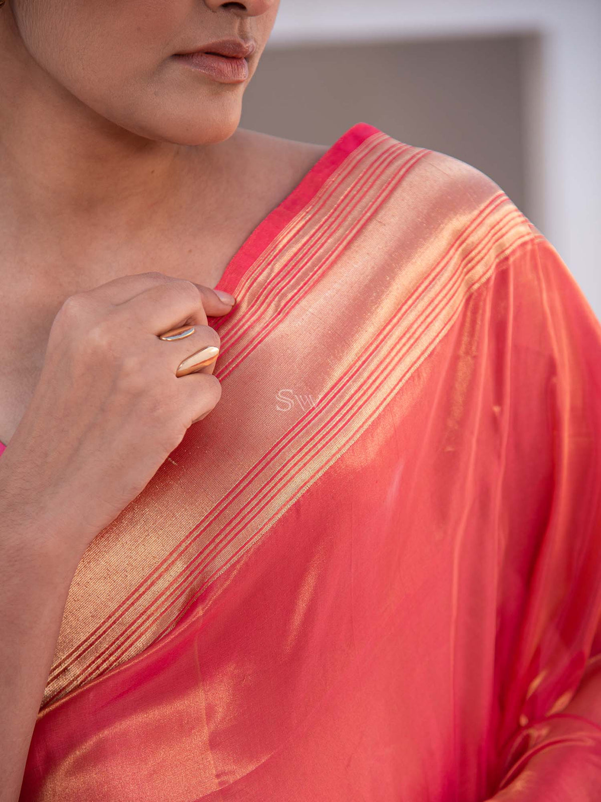 Bright Pink Katan Silk Tissue Handloom Banarasi Saree - Sacred Weaves