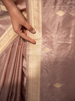 Dusky Pink Booti Katan Tissue Handloom Banarasi Saree - Sacred Weaves