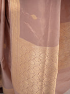 Dusky Pink Booti Katan Tissue Handloom Banarasi Saree - Sacred Weaves
