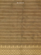 Dark Beige Booti Tissue Katan Handloom Banarasi Saree - Sacred Weaves