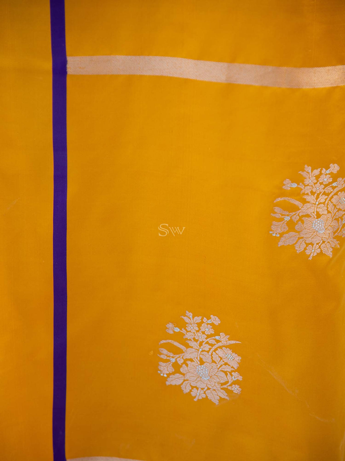 Mustard Sona Roopa Boota Satin Silk Handloom Banarasi Saree - Sacred Weaves