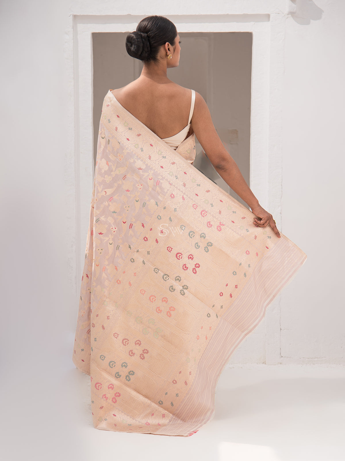 Dusty Pink Meenakari Katan Silk Handloom Banarasi Saree - Sacred Weaves