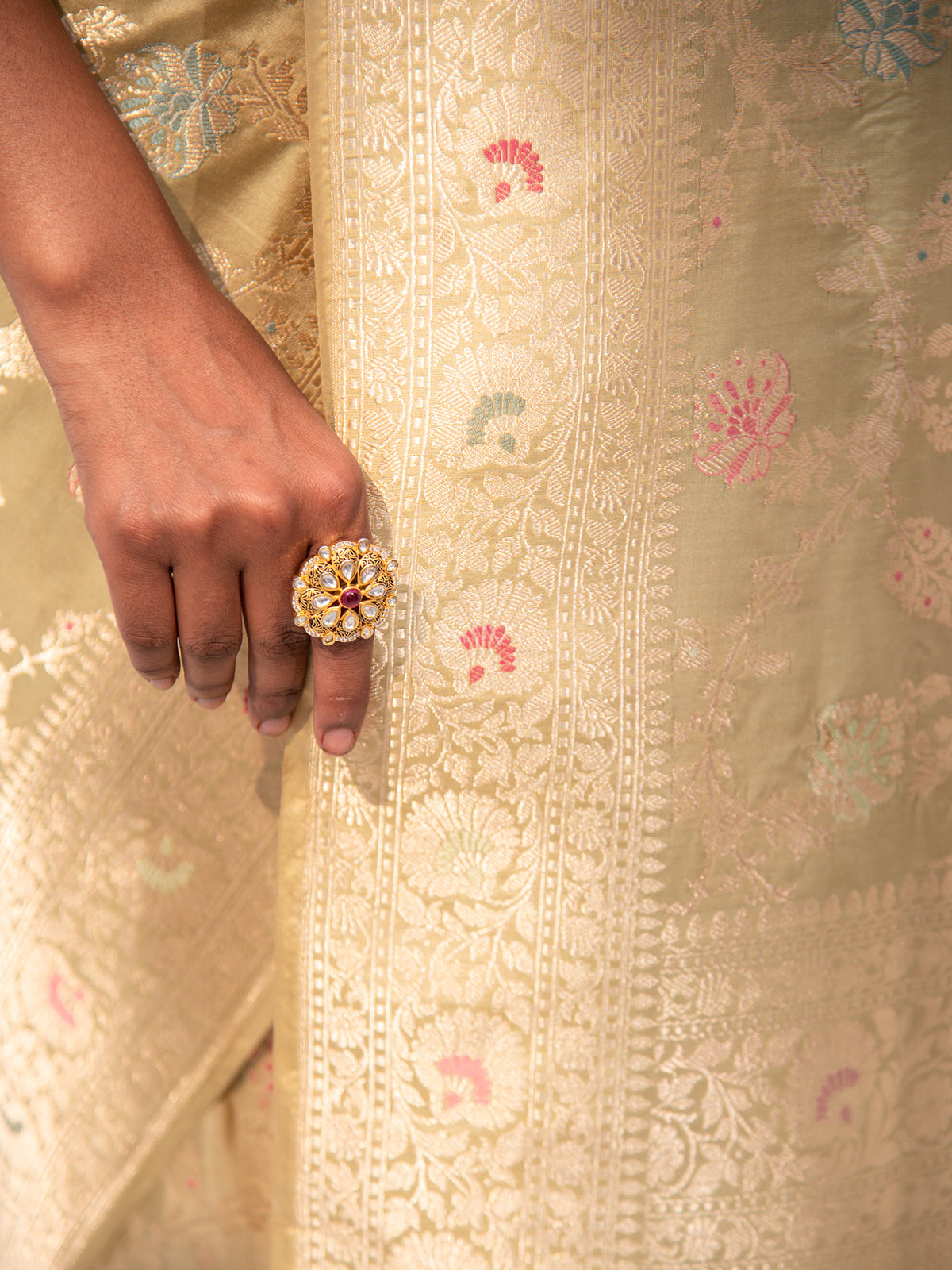 Pastel Green Meenakari Katan Silk Handloom Banarasi Saree - Sacred Weaves