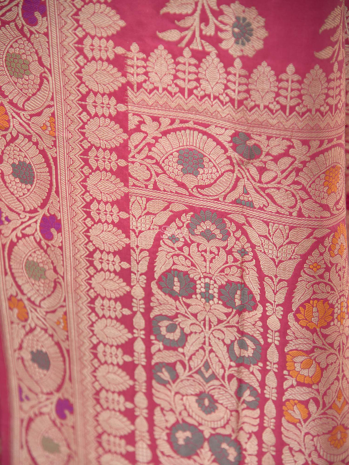 Onion Pink Meenakari Katan Silk Handloom Banarasi Saree - Sacred Weaves