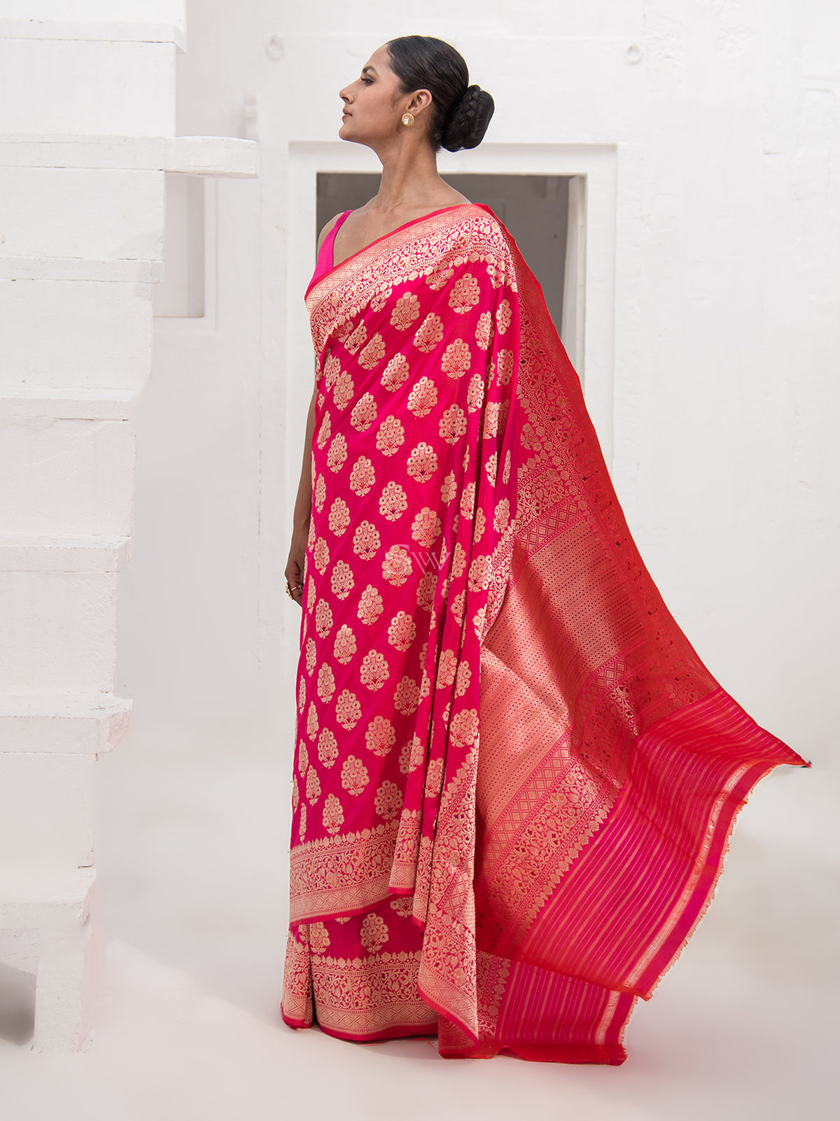 Pink Meenakari Katan Silk Handloom Banarasi Saree - Sacred Weaves