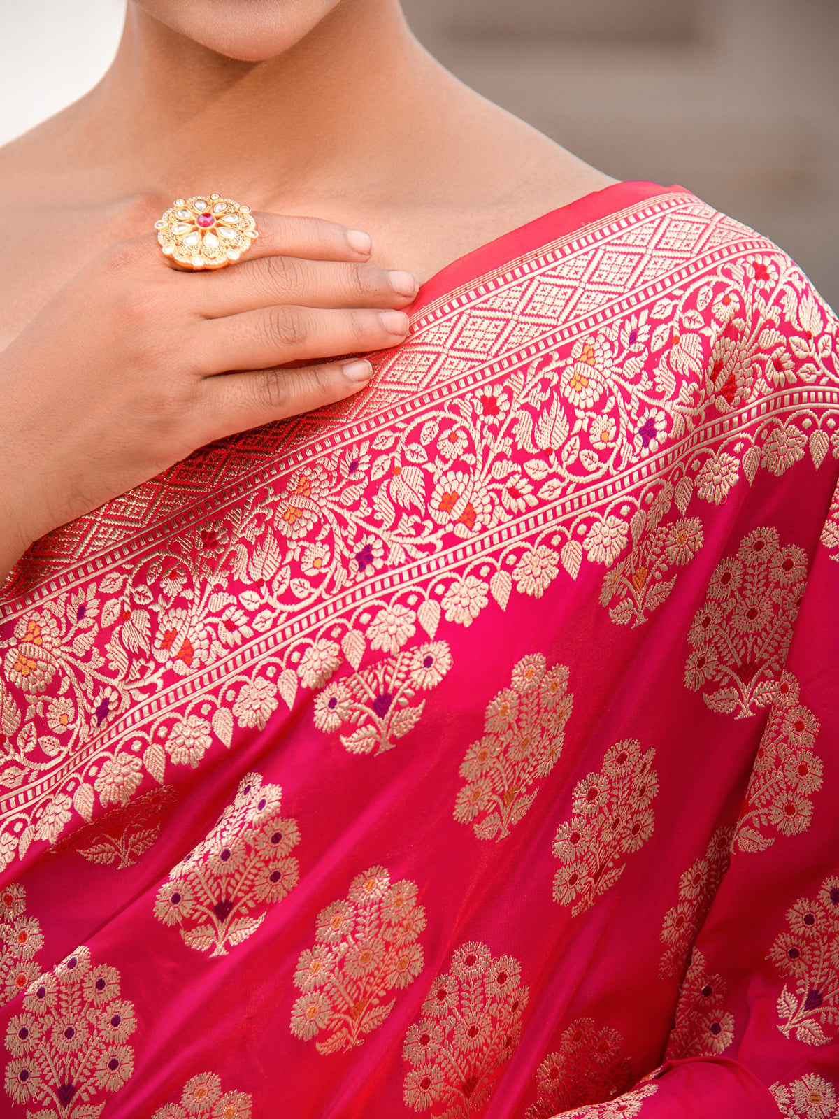 Pink Meenakari Katan Silk Handloom Banarasi Saree - Sacred Weaves