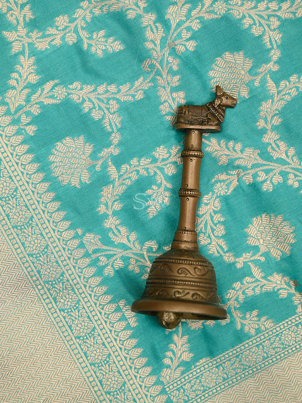 Aqua Blue Uppada Jaal Katan Silk Handloom Banarasi Saree - Sacred Weaves