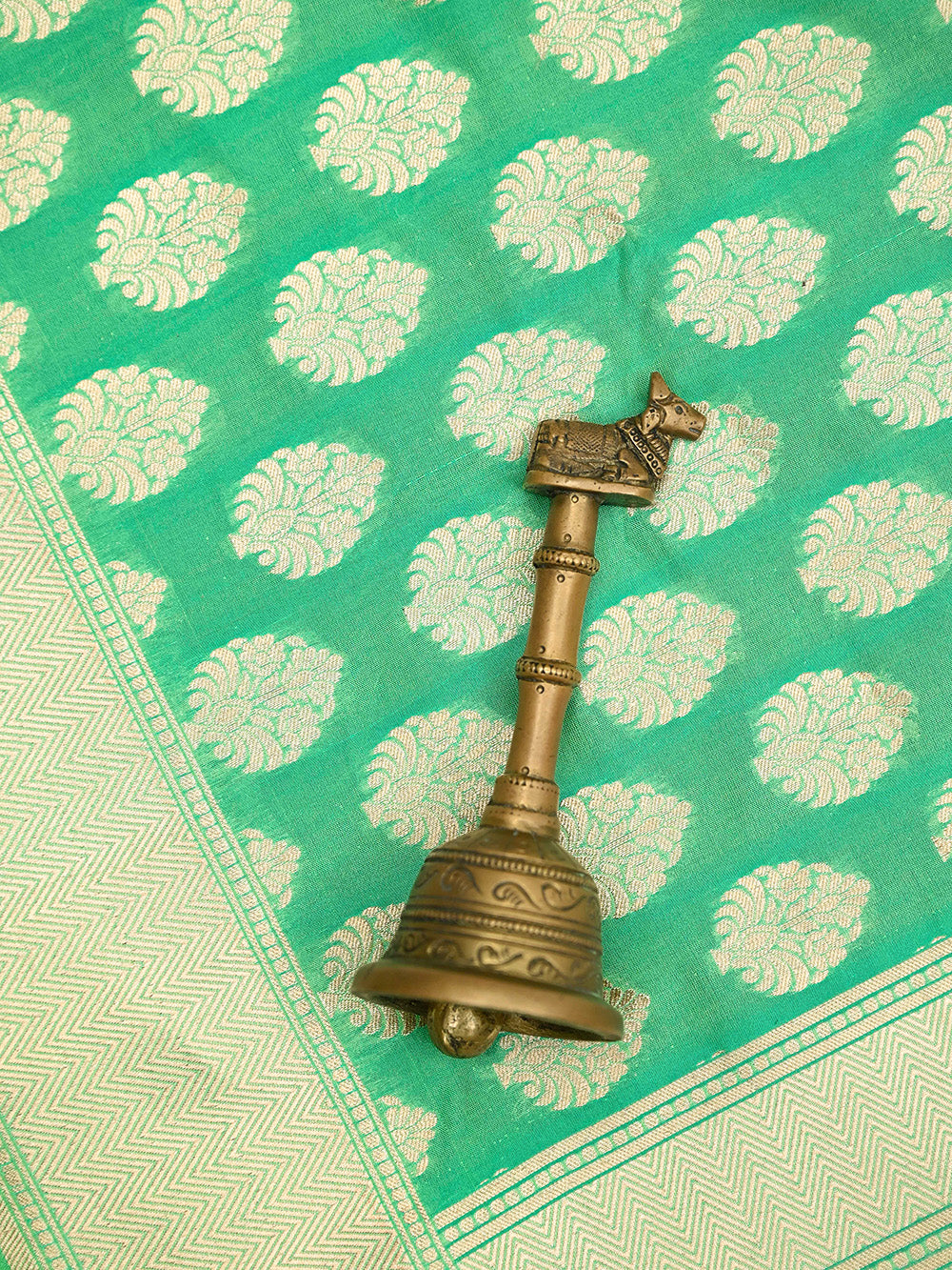 Pastel Green Boota Uppada Katan Silk Handloom Banarasi Saree