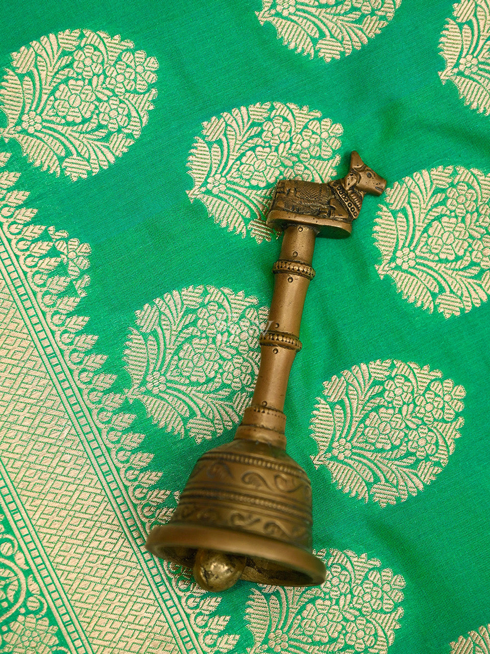 Green Blue Boota Uppada Katan Silk Handloom Banarasi Saree - Sacred Weaves