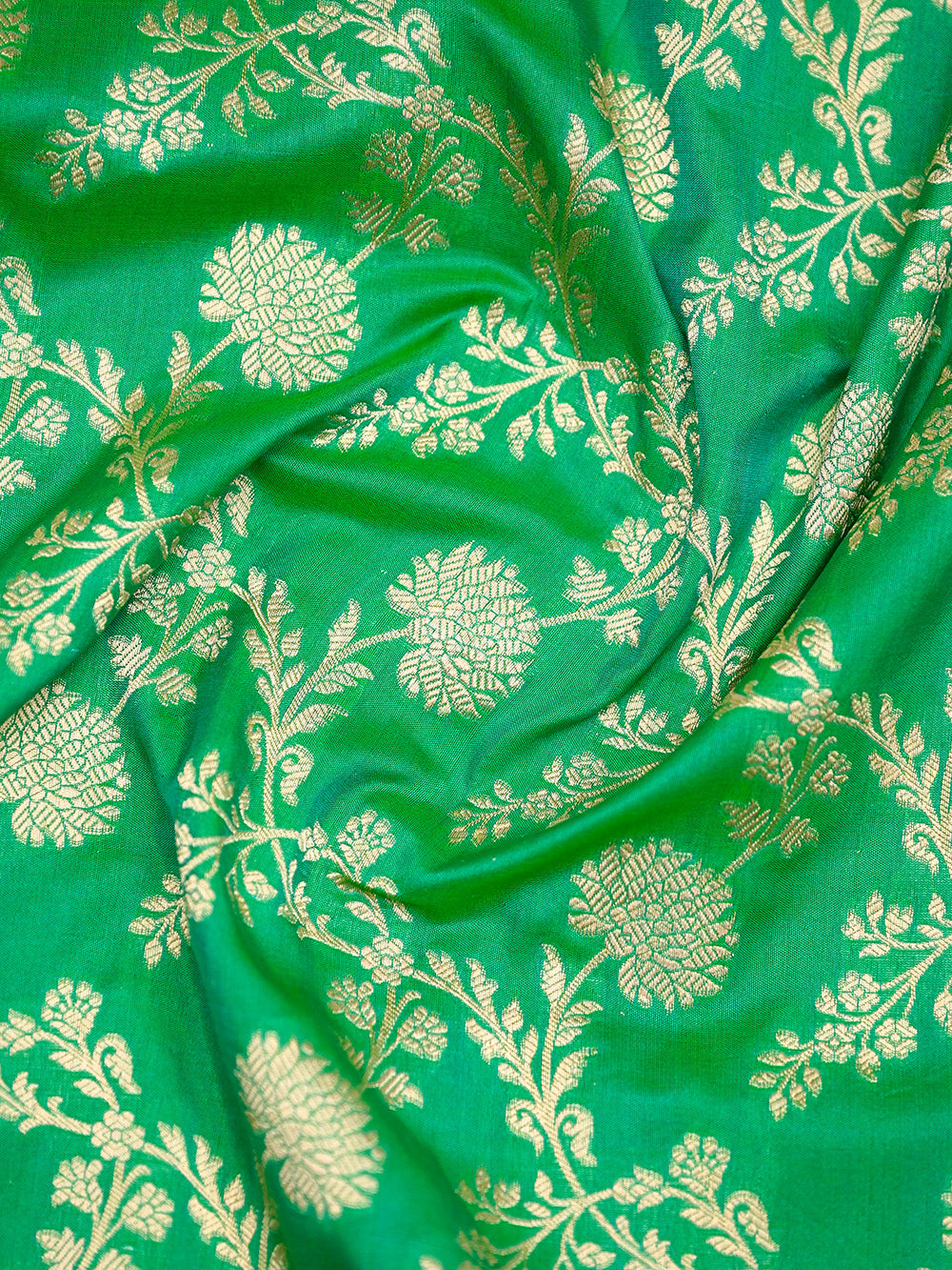 Green Uppada Jaal Katan Silk Handloom Banarasi Saree - Sacred Weaves