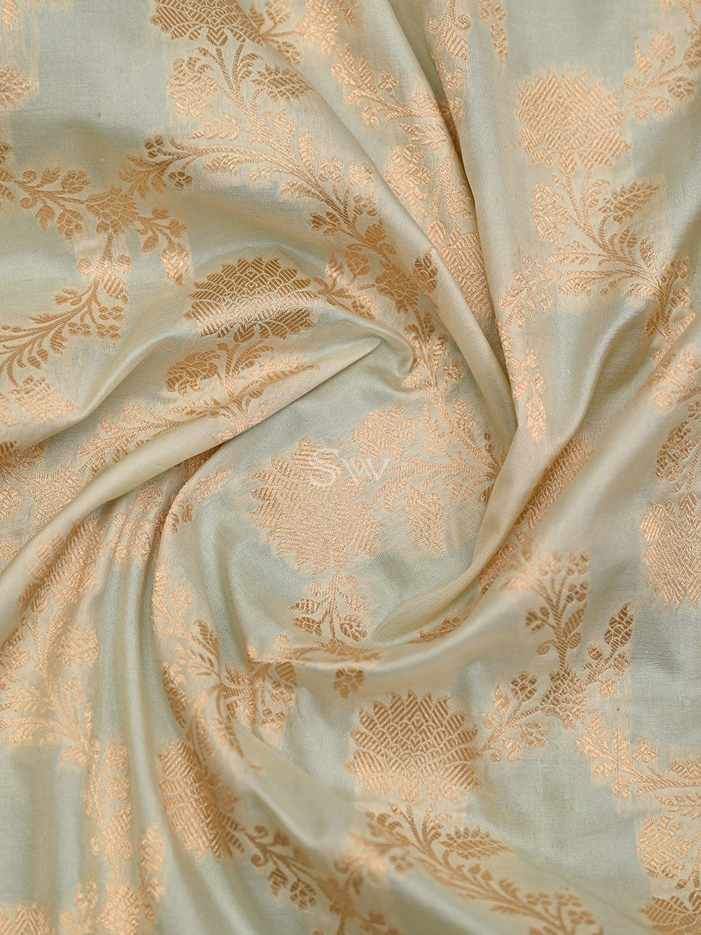 Cream Uppada Jaal Katan Silk Handloom Banarasi Saree - Sacred Weaves