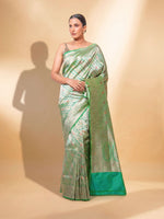 Pista Green Meenakari Brocade Handloom Banarasi Saree - Sacred Weaves