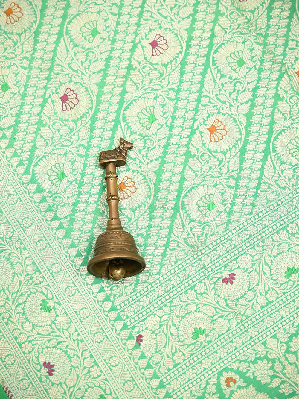 Pista Green Meenakari Brocade Handloom Banarasi Saree - Sacred Weaves