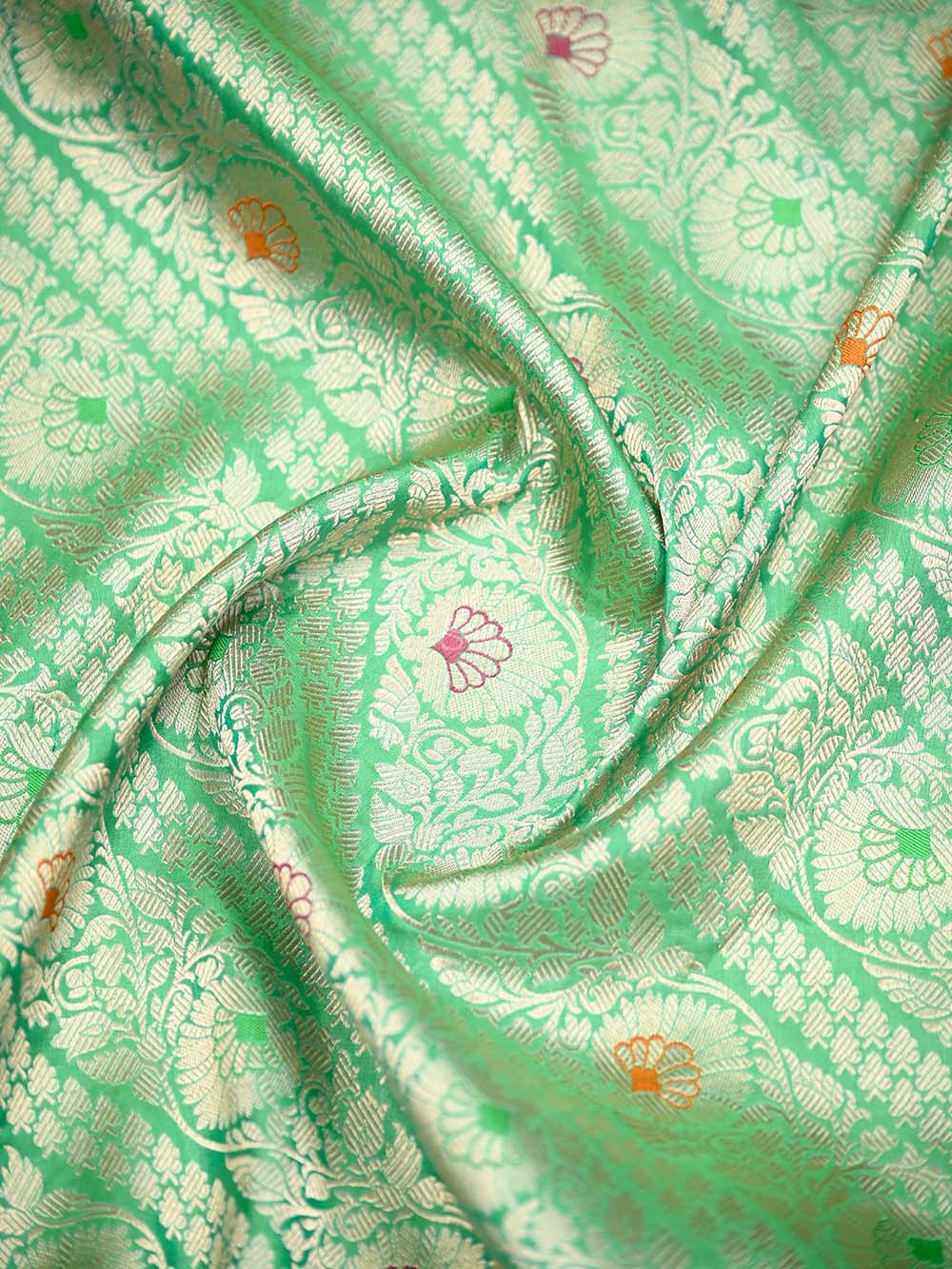 Pista Green Meenakari Brocade Handloom Banarasi Saree - Sacred Weaves