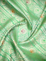 Pista Green Meenakari Brocade Handloom Banarasi Saree - Sacred Weaves