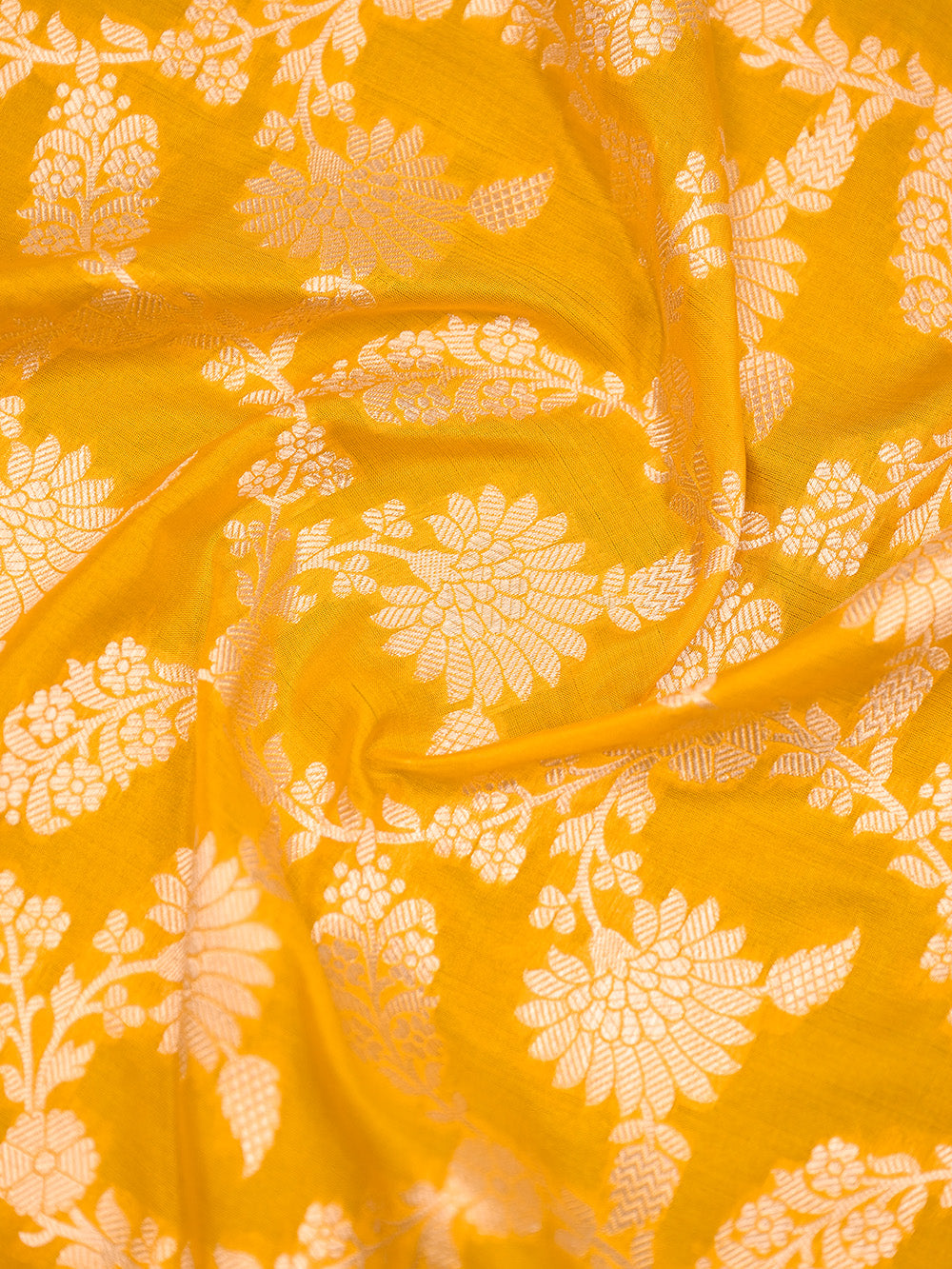 Mustard Uppada Jaal Katan Silk Handloom Banarasi Saree
