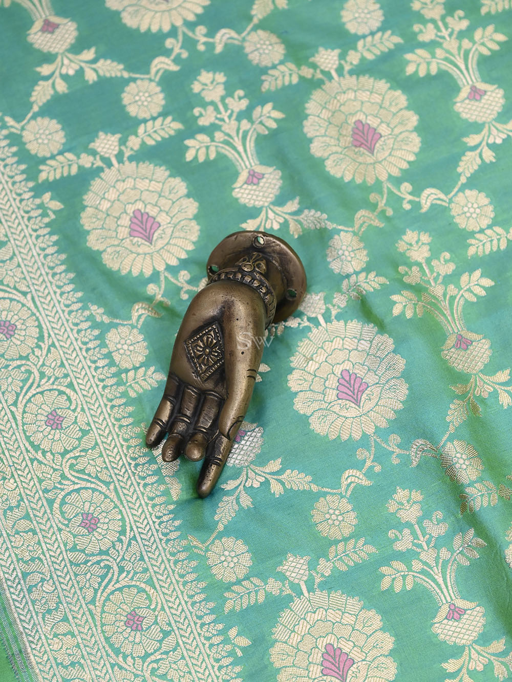 Sea Green Meenakari Uppada Katan Silk Handloom Banarasi Saree - Gift Box - Sacred Weaves