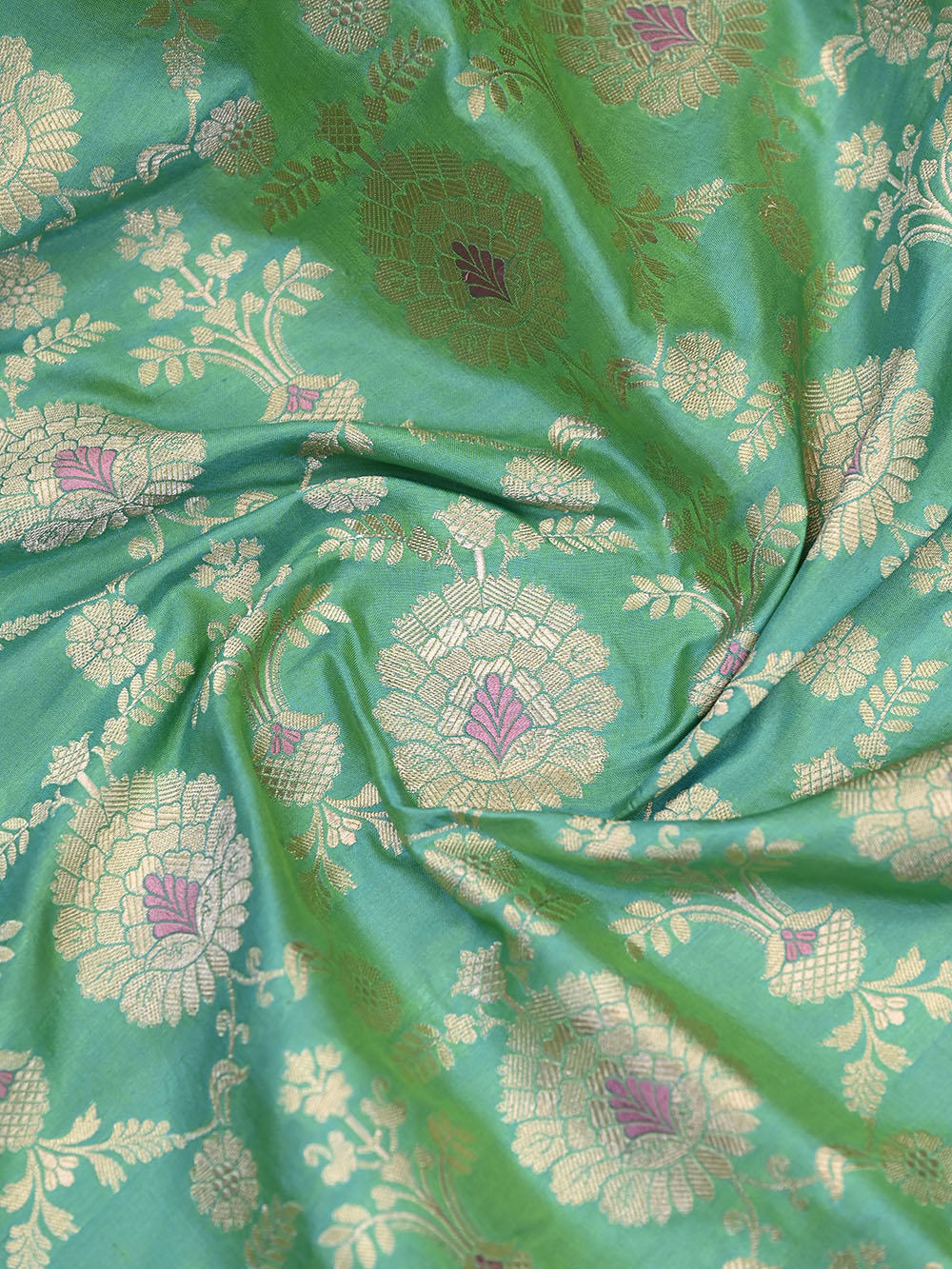 Sea Green Meenakari Uppada Katan Silk Handloom Banarasi Saree - Gift Box - Sacred Weaves