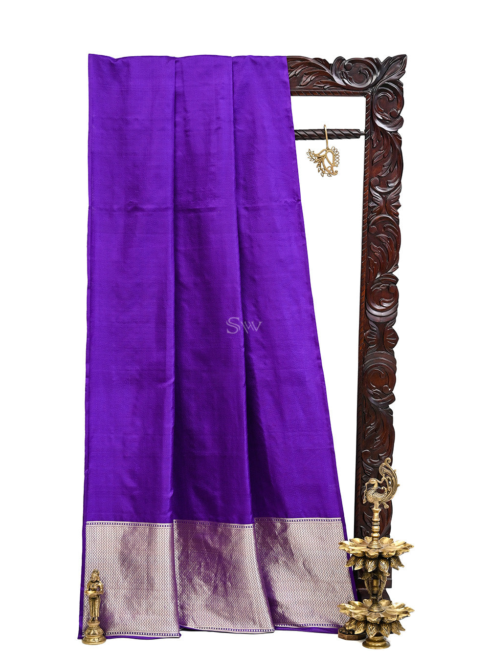 Purple Satin Tanchoi Handloom Banarasi Saree - Sacred Weaves