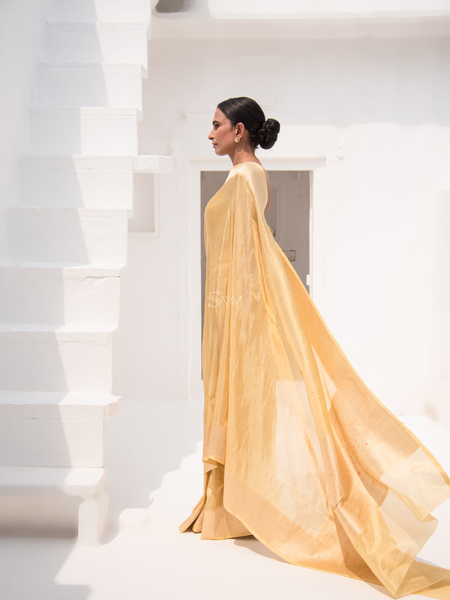 Yellow Tissue Katan Silk Handloom Banarasi Saree - Sacred Weveas