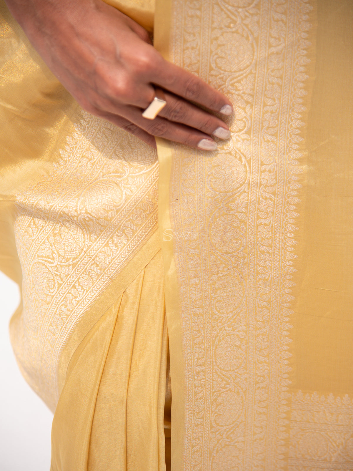 Yellow Tissue Katan Silk Handloom Banarasi Saree - Sacred Weveas