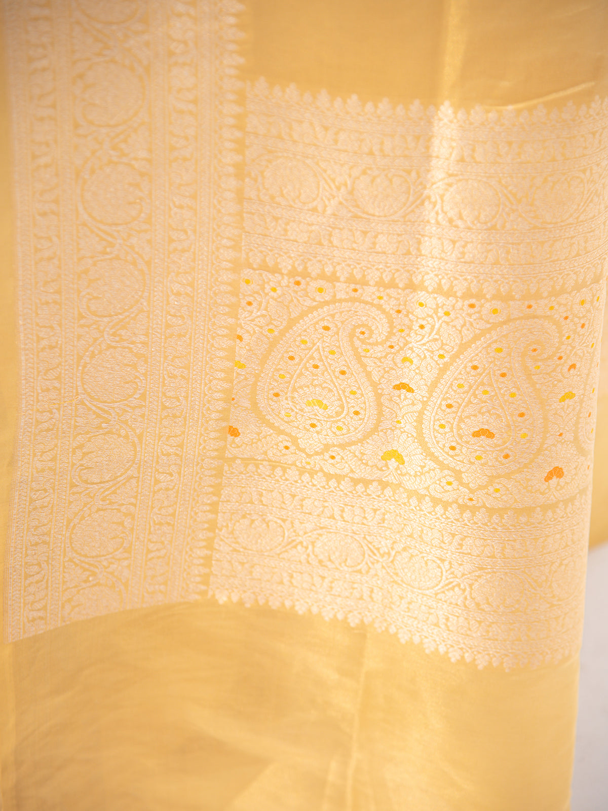 Yellow Tissue Katan Silk Handloom Banarasi Saree - Sacred Weveas